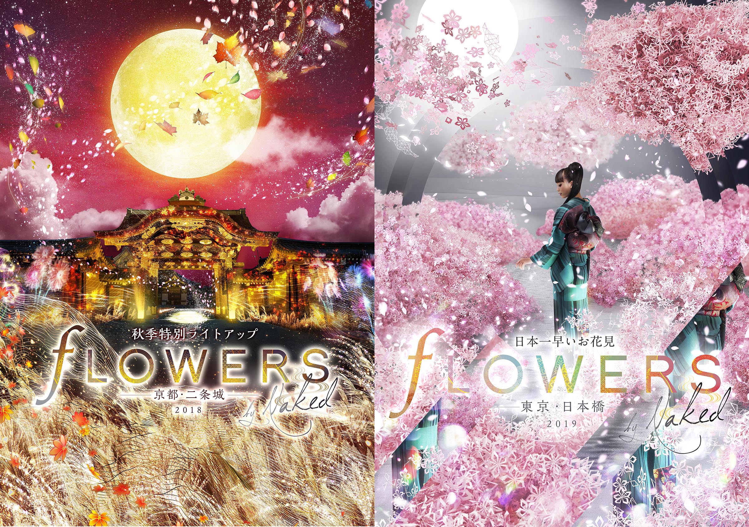 FLOWERS BY NAKED を秋と春で楽しむ、ペア招待券プレゼント NAKED FLOWERS 2021 −桜− 世界遺産・二条城